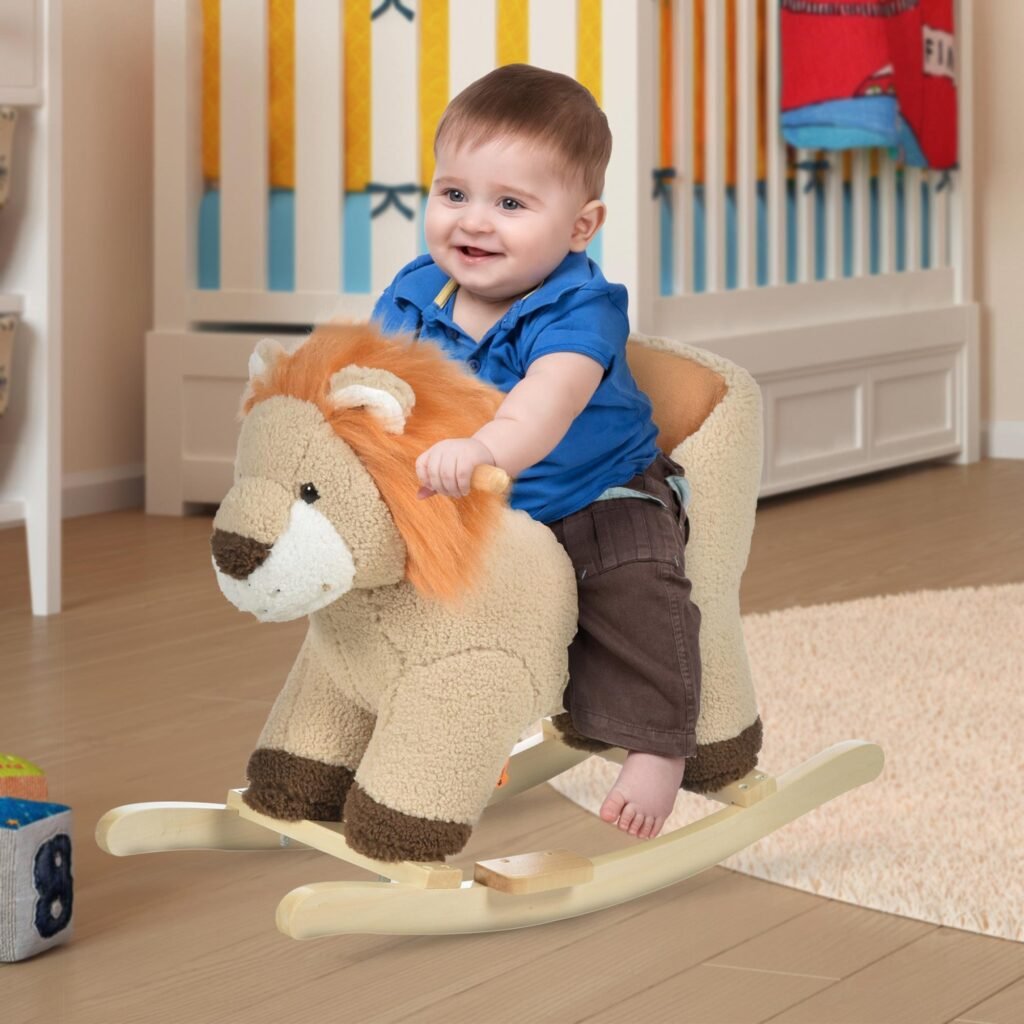 Roaring Lion Plush Baby Rocker with Safety Seat Belt
