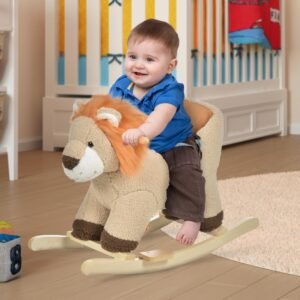 Roaring Lion Plush Baby Rocker with Safety Seat Belt